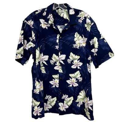 Camisa Aloha Republic Hombres L Azul Algodón Tropical Informal Playa Hecha en Hawai EE. UU. Foto 1 de 4
