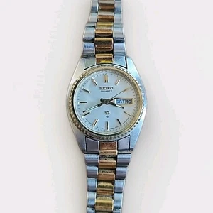 Seiko Vintage - Orologio Donna Quarzo Quadrante 8523-0059 Oro Argento 2 Toni Acciaio ST. - Foto 1 di 12