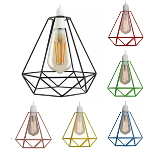 Vintage Metall Käfig Draht Lampenschirm Pendellampenschirm farbig Deckenlampenschirm - Bild 1 von 52