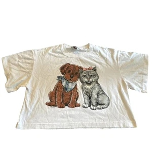 Vintage International Design Group Small White Dog Cat Single Stitch Double Side - Picture 1 of 12