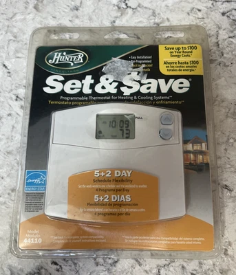 Hunter Set & $ave Programmable Thermostat Heating Cooling 5+2 Day 44110 - Image 1 of 2