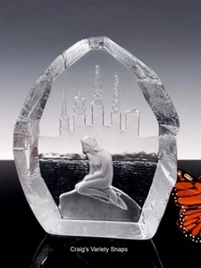 Nybro Swedish Crystal Nude Mermaid on Shore , Relief Sculpture Large - Sweden - Picture 1 of 14