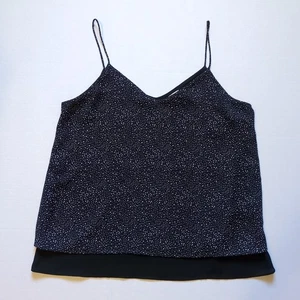 Anthropologie Paper Crane Strappy Tank Top Black Polka Dot Size Small Layered - Picture 1 of 7