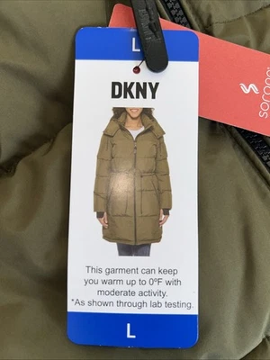 Jaqueta/Casaco Feminino DKNY Long Puffer - Verde - Tamanho Grande NOVO - Imagem 1 de 4
