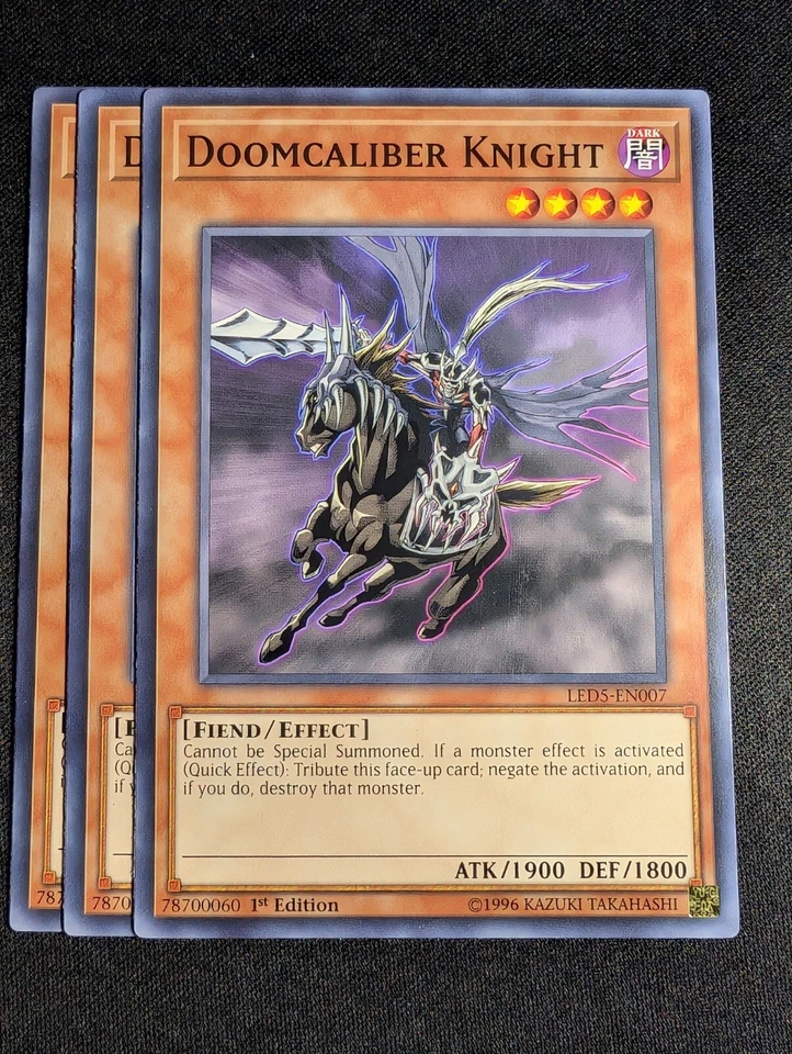 Yugioh - 3x Doomcaliber Knight LED5-EN007 1st Edition Common NM - Image 1 of 1