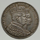 1861 A PRUSSE ÉTAT allemand couronnement roi WILHELM I pièce écu d'argent i93388