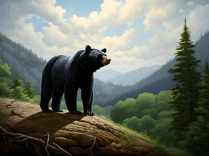 Arte en lienzo de la naturaleza del bosque de osos negros-decoración del hogar arte de pared póster impresión pintura - Imagen 1 de 6