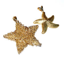 Two Veronese Italy 925 Gold Vermeil Star Shaped Pendants