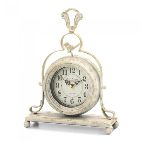 Antique-Style Table Clock With Bird Cover