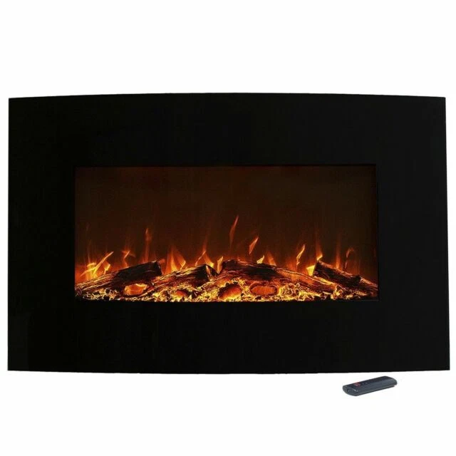 Northwest 80-WSG032 36" Curved Color Changing Fireplace - Black