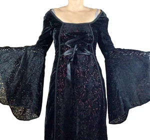 Vestido De Colección Lip Service LA Gótico Bruja Terciopelo Maxi Con Cordones Vampiro Años 90 EE. UU. - Imagen 1 de 23