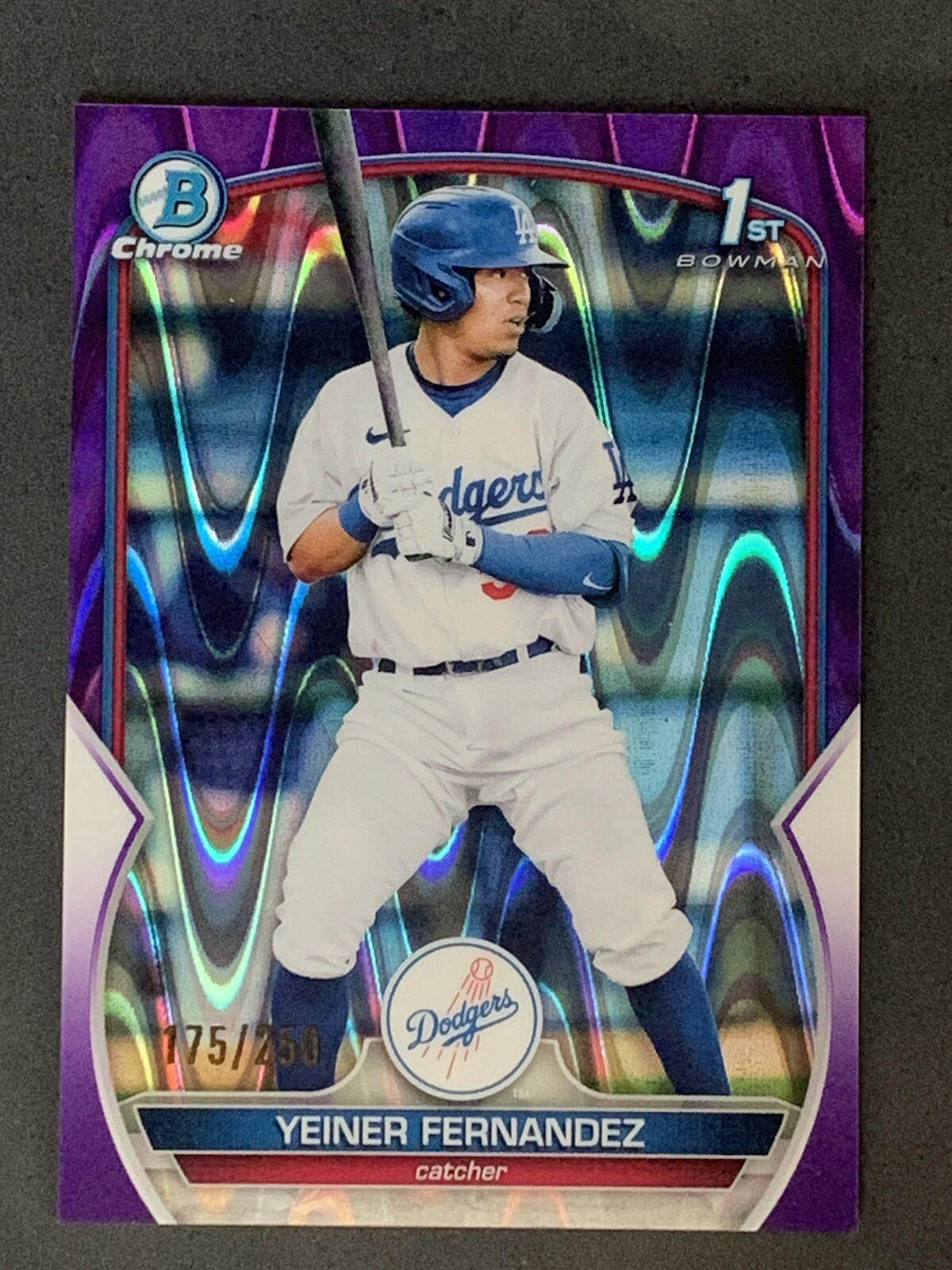 2023 Bowman Baseball Chrome Yeiner Fernandez BCP-138 Purple RayWave #/250
