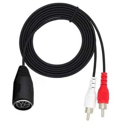 MIDI DIN 8 PIN Female to Dual 2x RCA Phono Male Musical Audio Adapter Cable Cord - Image 1 of 4