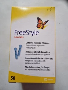 FreeStyle Lancets 28 Gauge 50 Pzs ABBOT Nuove Mai Usate Scatola Sigillata - Foto 1 di 9