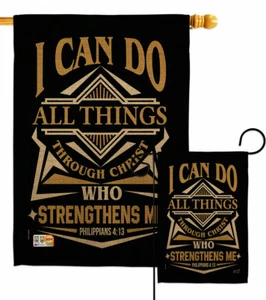 Who Strengthens Me Garden Flag Bible Verses Religious Decorative Yard Banner - Picture 1 of 17
