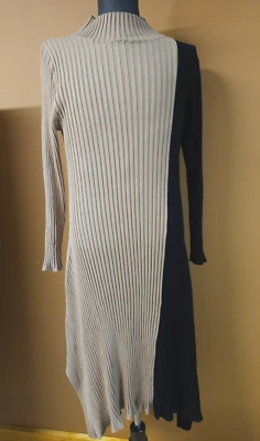 Vestido Suéter Lane Bryant 18 20 Cuello Alto Largo Tostado Negro Asimétrico Usado en Excelente Condición Foto 1 de 4