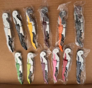 Colored Corkscrew Doubled Hinged Waiters Wine Key Bottle Opener with Foil Cutter - Picture 1 of 2