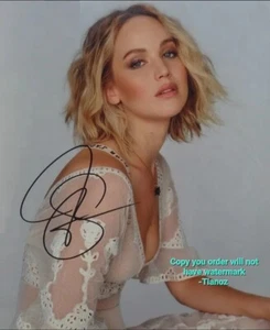Imagen Autografiada de Jennifer Lawrence 8 X 10 Foto Reimpresión Hombre Cave Den Sexy Foto - Imagen 1 de 2