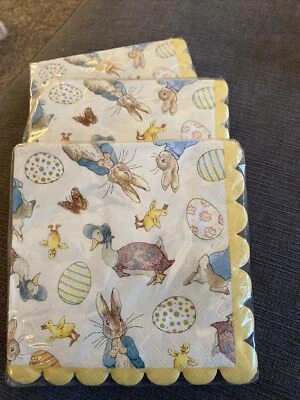 3 Packs Beatrix Potter Peter Rabbit Paper Napkins Spring Easter 13”x13” 60 Total - Image 1 of 4
