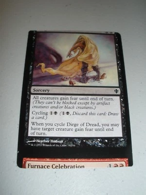 MTG Magic Miscut Misprint Dirge of Dread / Furnace Celebration Commander 2013 NM - Image 1 of 2