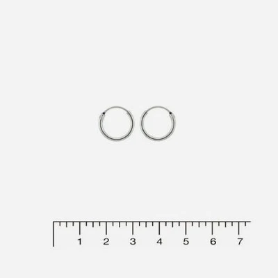 Silver Tiny Continuous Hoop Earrings Sterling Silver 925 Jewelry 1.2 mm x 10 mm - Image 1 of 3