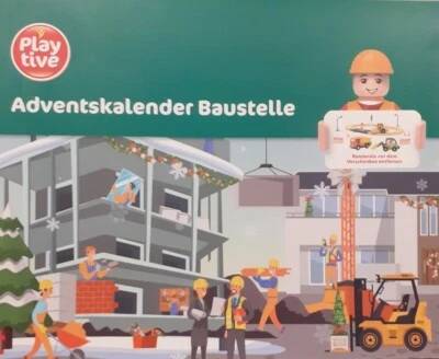 Playtive Adventskalender Spielset Baustelle Schienen Ampel Bagger LKW Kinder