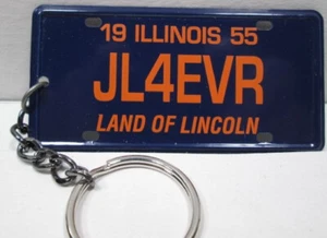 ILLINOIS 1955 LICENSE PLATE MINI METAL (3 1/2") CUSTOM MADE METAL KEY CHAIN - Picture 1 of 4