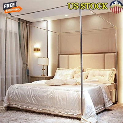 Stainless Steel Canopy Bed Frame 4 Corners Mosquito Net Support Stabilizer New - Image 1 of 4
