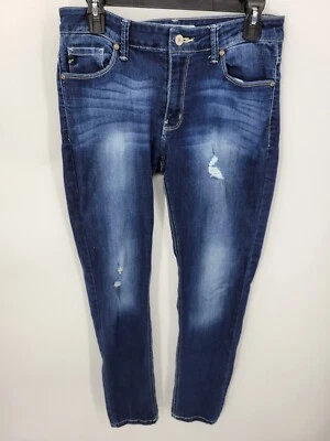 KanCan Jeans Womens 28 Dark Wash Distressed Stretch Tapered Fit Blue Denim - Image 1 of 4