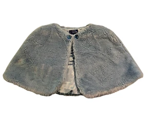 Disney Cinderella Sz Girls M/L Blue Plush Cape Jewel Buttons Embroidered Lining - Picture 1 of 8