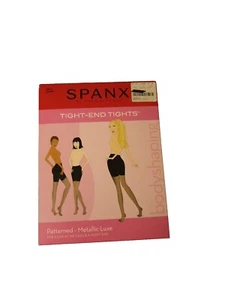NEU SPANX Gr.A 36 TIGHT END TIGHTS SHAPING STRUMPFHOSE BLACK SILVER METALLIC - Bild 1 von 2