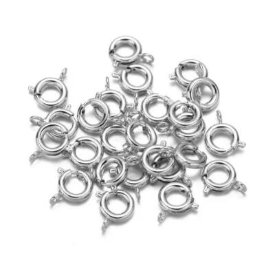 Rhodium Spring Ring Clasps 30 Pack - 6mm or 7mm - Jewellery Findings - Image 1 of 2