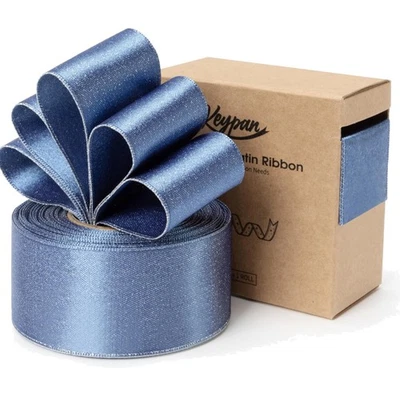 Glitzerndes Satinband 38mm x 9.14m in Staubblau für Geschenkverpackung - Bild 1 von 3