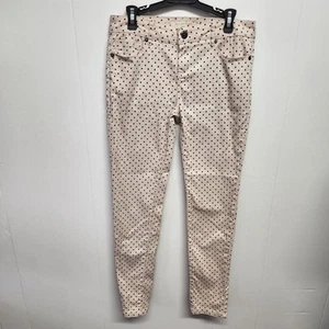 Forever 21 Pants Girls 11/12 Pink Black Polka Dot Skinny Stretch Youth Cotton - Picture 1 of 10