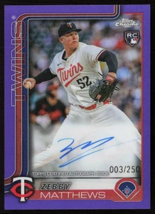 Zebby Matthews 2025 Topps Chrome Rookie Autographs Purple Refractors /250 - Picture 1 of 2