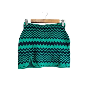Urban Outfitters Chevron Zickzack Strick Mini Rock Grün Schwarz XS - Bild 1 von 7
