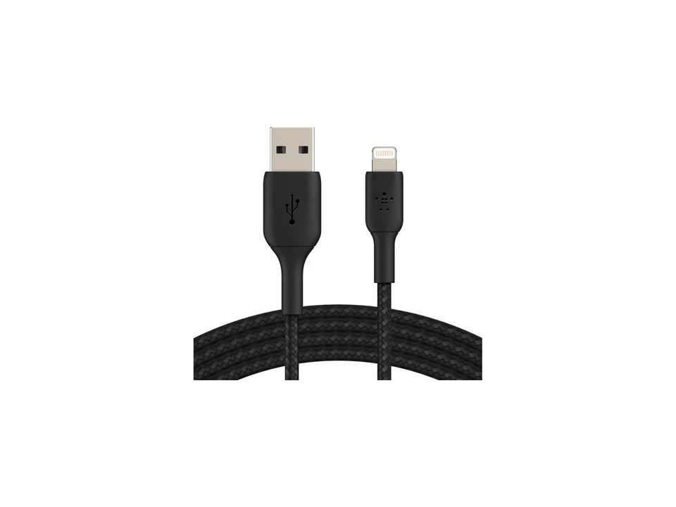 BELKIN CAA002BT1MBK Black Braided Lightning to USB Cable, MFi-Certified iPhone - Image 1 of 1