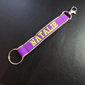 Natalie Lanyard Key Strap Keychain Personalized Novelty Name Gift Purple Green - Picture 1 of 5