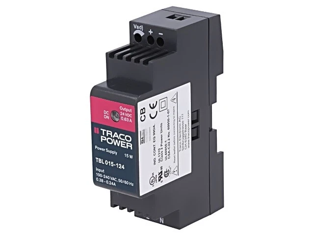 TBL 015-124 Power Supply: Pulse for DIN Rail 15W 24VDC 0.63A 85-264VAC TRACO POW - Image 1 of 1