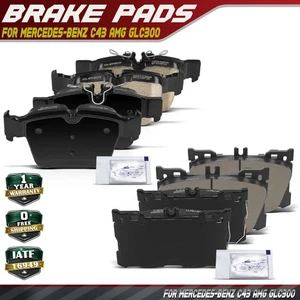 8x Front & Rear Ceramic Brake Pads w/ Hardware for Mercedes-Benz C43 AMG GLC300 - Picture 1 of 8