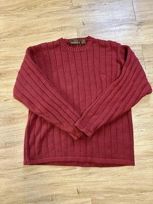 Suéter de malha Timberland masculino grande vermelho robusto azul bordado logotipo pulôver XXL - Imagem 1 de 4