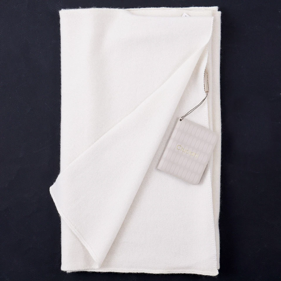 Cruciani Ivory White Knit Midweight Cashmere Scarf NWT Imperfect - Image 1 of 4
