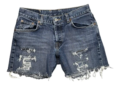 VTG Lucky Brand Gene Montesano Shorts Womens 4/27 Blue Denim Cutoff Distressed - Image 1 of 4