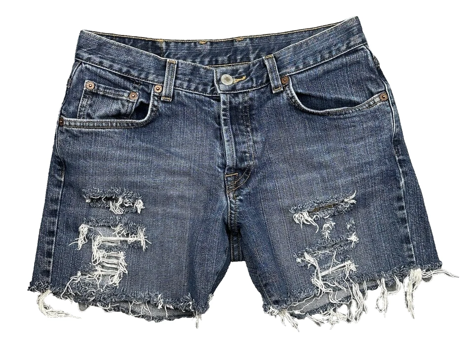 VTG Lucky Brand Gene Montesano Shorts Womens 4/27 Blue Denim Cutoff Distressed - Image 1 of 4