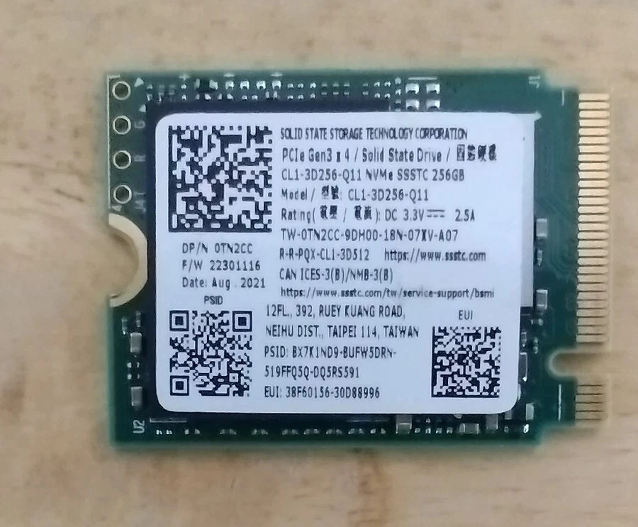 DELL 256GB M.2 NVME 2230 SOLID STATE DRIVE - GREEN - Image 1 of 1
