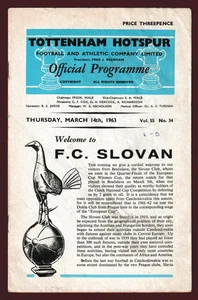 Tottenham Hotspur v FC Slovan 1962/63 Cup Winners Cup 1/4 Final 2nd Leg - Picture 1 of 1