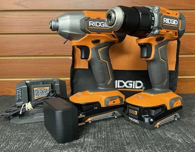 RIDGID Combo Set 18V R860010 DRILL 1/2"/R860021 1/4" IMPACT DRIVER W/2 batt - Image 1 of 4