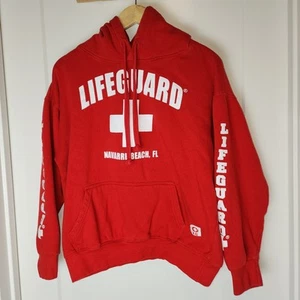 Official Lifeguard Navarre Beach FL Red Hoodie Youth M Beachy Coastal Surfer - Picture 1 of 9