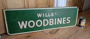 VINTAGE WILLS's WOODBINES ADVERTISING SIGN - Old Tobacco Shop Display Cigarettes - Picture 1 of 19
