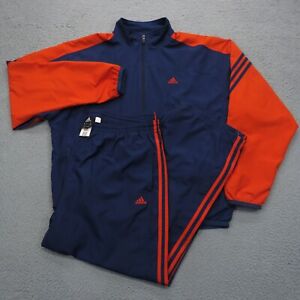 VTG Adidas Tracksuit Adult Large (Jacket) Pants (2XL) Y2K Navy Orange Softshell